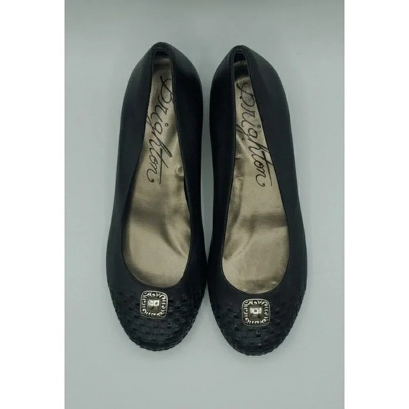 Brighton 'Barb' Black Leather Ballet Flats w/Silver Accent / Charm Size 8M - Picture 3 of 10